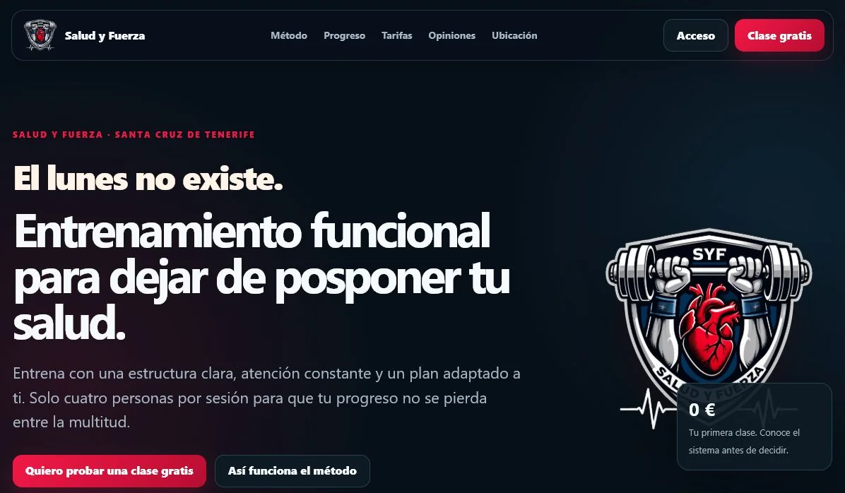 Web desarrollada para Salud y Fuerza